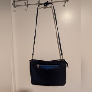 ​Danier Genuine Leather Two-Tone Navy Blue Crossbody Bag - Excellent Condition